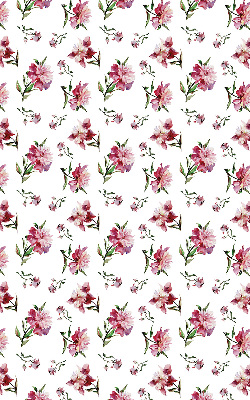 Tenda a rullo per porta finestra con fantasia di fiori rosa