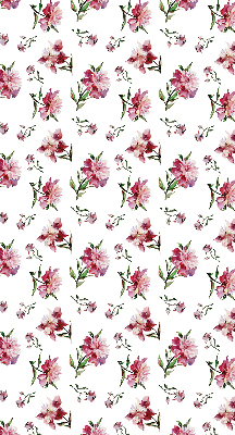 Tenda a rullo per porta finestra con fantasia di fiori rosa