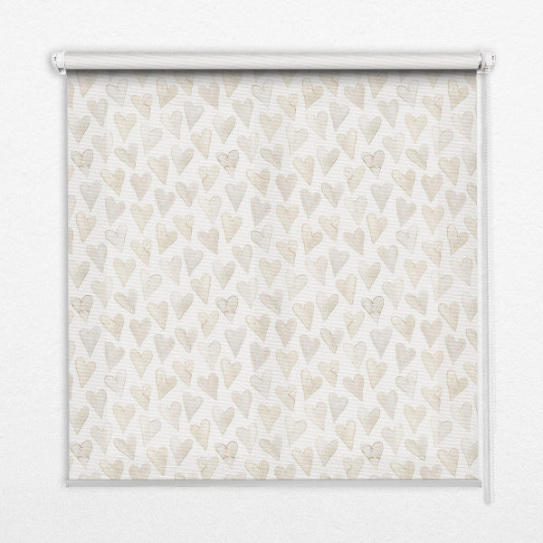 Tenda a rullo da interno con fantasia a cuori color beige