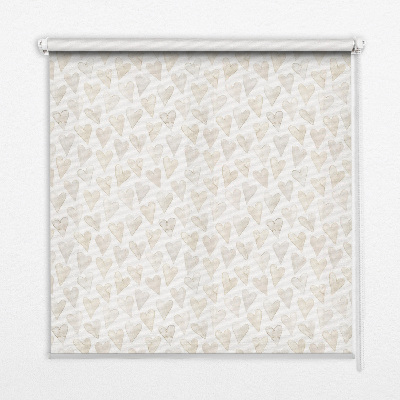 Tenda a rullo da interno con fantasia a cuori color beige