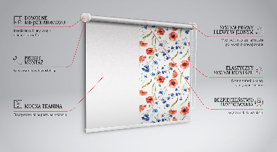Tenda a rullo per porta finestra con motivo a papaveri