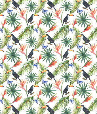 Tenda a rullo per finestra con fantasia di tucani e fiori