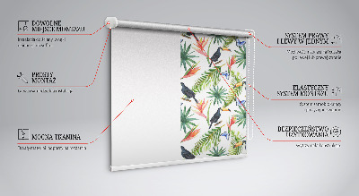 Tenda a rullo per finestra con fantasia di tucani e fiori