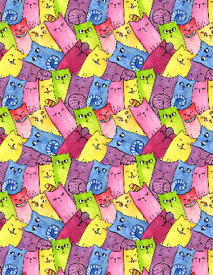 Tenda a rullo da interno con fantasia di gatti colorati