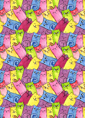 Tenda a rullo da interno con fantasia di gatti colorati