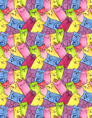 Tenda a rullo da interno con fantasia di gatti colorati