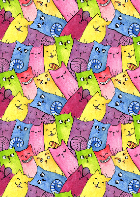 Tenda a rullo da interno con fantasia di gatti colorati