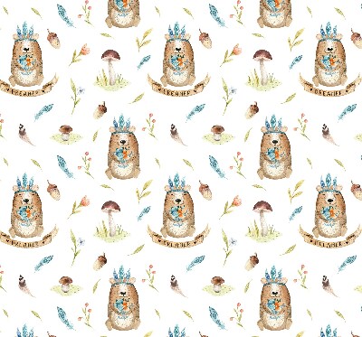 Tenda a rullo interna con stampa di orsacchiotti e piante