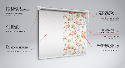 Tenda a rullo in tessuto con stampa di fenicottero e foglie