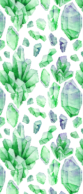 Tenda a rullo in tessuto con fantasia di cristalli verdi