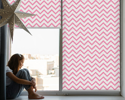 Tenda a rullo per porta finestra con motivo a zigzag rosa orizzontali