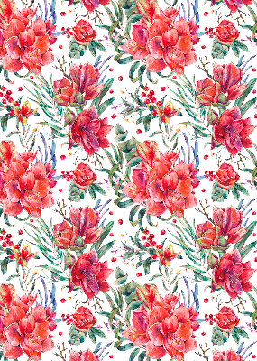 Tenda a rullo da interno con stampa di fiori rossi