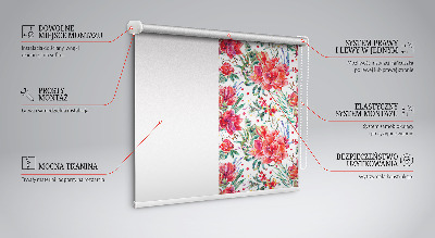 Tenda a rullo da interno con stampa di fiori rossi