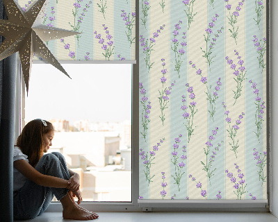 Tenda a rullo interna per finestra con motivo a fiori viola