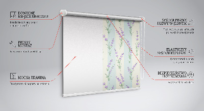 Tenda a rullo interna per finestra con motivo a fiori viola