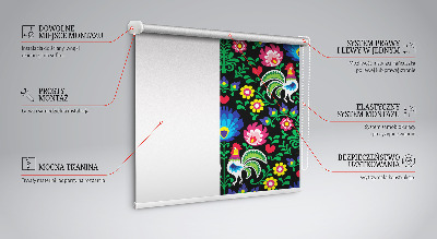 Tenda a rullo in tessuto con fantasia di galli colorati