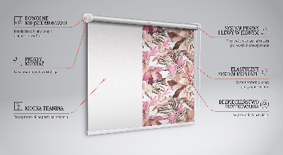 Tenda a rullo per interni con fantasia a fiori rosa