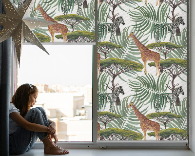 Tenda a rullo per finestra con fantasia di animali e alberi