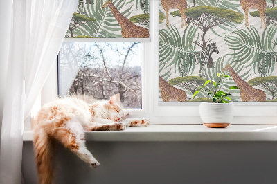 Tenda a rullo per finestra con fantasia di animali e alberi