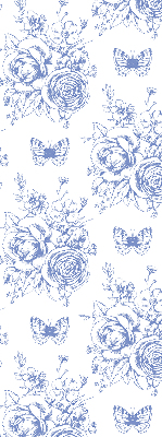 Tenda a rullo per finestra con stampa di fiori blu e farfalle