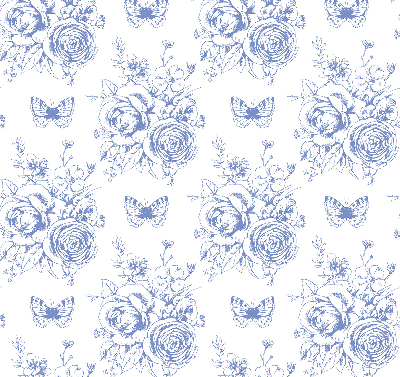 Tenda a rullo per finestra con stampa di fiori blu e farfalle