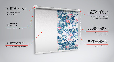 Tenda a rullo per porta finestra con stampa di piante tropicali e fenicotteri