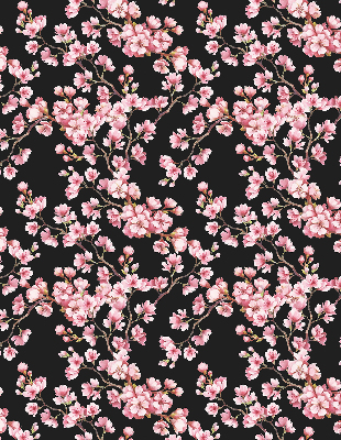 Tenda a rullo per porta finestra con stampa di fiori dall'albero