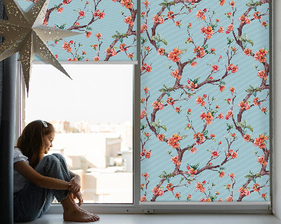 Tenda a rullo in tessuto con fantasia a boccioli di fiori