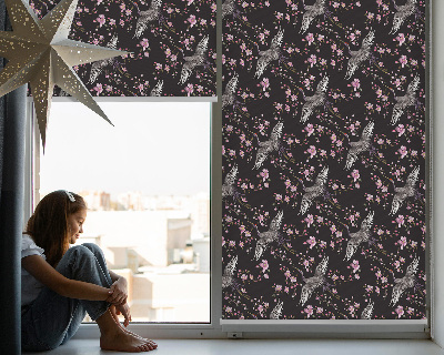 Tenda a rullo da interno con fantasia aironi e fiori