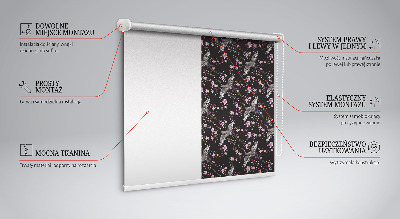 Tenda a rullo da interno con fantasia aironi e fiori