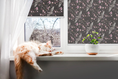 Tenda a rullo da interno con fantasia aironi e fiori