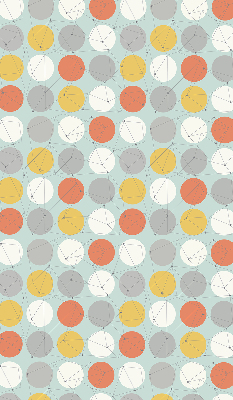 Tenda a rullo per porta finestra con fantasia di puntini collegati da linee geometriche circolari