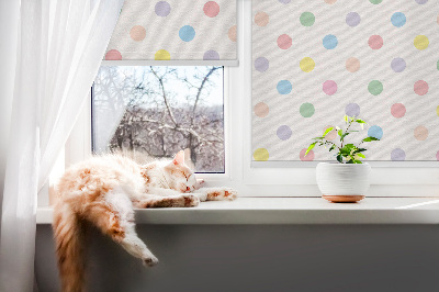 Tenda a rullo interna per finestra con motivo a puntini colorati
