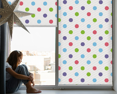 Tenda a rullo interna per finestra con motivo a puntini colorati