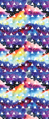 Tenda a rullo in tessuto con fantasia di triangoli bianchi su sfondo colorato