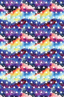 Tenda a rullo in tessuto con fantasia di triangoli bianchi su sfondo colorato