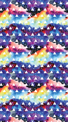 Tenda a rullo in tessuto con fantasia di triangoli bianchi su sfondo colorato