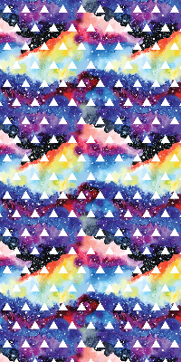 Tenda a rullo in tessuto con fantasia di triangoli bianchi su sfondo colorato