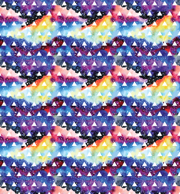 Tenda a rullo in tessuto con fantasia di triangoli bianchi su sfondo colorato