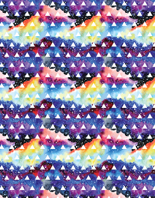 Tenda a rullo in tessuto con fantasia di triangoli bianchi su sfondo colorato