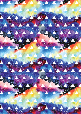 Tenda a rullo in tessuto con fantasia di triangoli bianchi su sfondo colorato