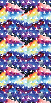 Tenda a rullo in tessuto con fantasia di triangoli bianchi su sfondo colorato
