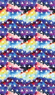 Tenda a rullo in tessuto con fantasia di triangoli bianchi su sfondo colorato