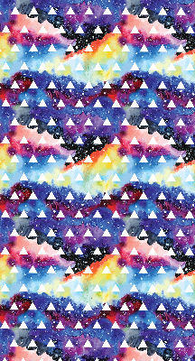 Tenda a rullo in tessuto con fantasia di triangoli bianchi su sfondo colorato