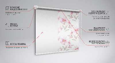 Tenda a rullo per finestra con motivo a fiori rosa