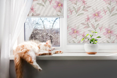 Tenda a rullo per finestra con motivo a fiori rosa