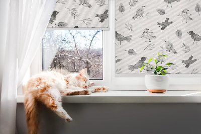 Tenda a rullo da interno con design decorato a uccelli e foglie
