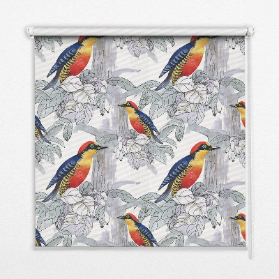 Tenda a rullo in tessuto con fantasia di uccelli colorati