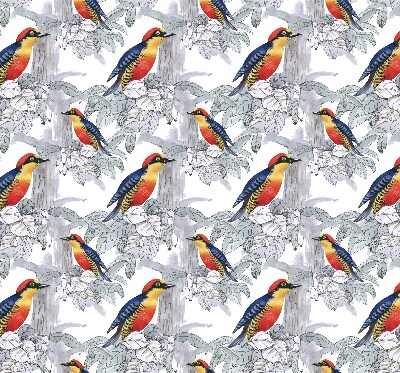 Tenda a rullo in tessuto con fantasia di uccelli colorati