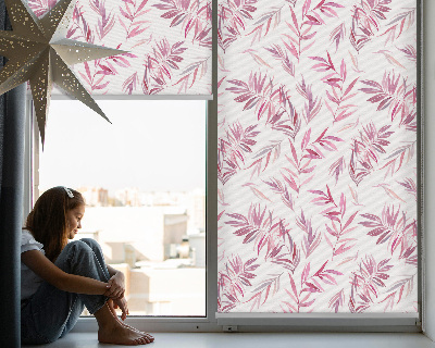 Tenda a rullo per finestra con motivo a foglie rosa
